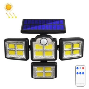 TG-TY085 Solar 4-Head Rotatable Wall Light with Remote Control Body Sensing Outdoor Waterproof Garden Lamp, Style: 198 COB Integrated (OEM)