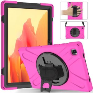 For Samsung Galaxy Tab A7 10.4 2020 T500 / T505 Shockproof Colorful Silicone + PC Protective Case with Holder & Shoulder Strap & Hand Strap(Rose Red) (OEM)
