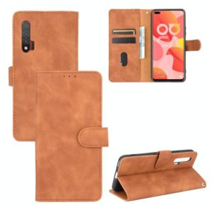 For Huawei nova 6 5G Solid Color Skin Feel Magnetic Buckle Horizontal Flip Calf Texture PU Leather Case with Holder & Card Slots & Wallet(Brown) (OEM)