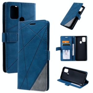 For Samsung Galaxy A21s Skin Feel Splicing Horizontal Flip Leather Case with Holder & Card Slots & Wallet & Photo Frame(Blue) (OEM)