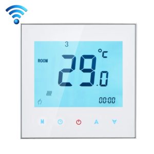 BHT-1000-GA-WIFI 3A Load Water Heating Type Touch LCD Digital WiFi Heating Room Thermostat, Display Clock / Temperature / Periods / Time / Week / Heat etc.(White) (OEM)