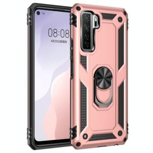 For Huawei P40 Lite 5G Shockproof TPU + PC Protective Case with 360 Degree Rotating Holder(Rose Gold) (OEM)
