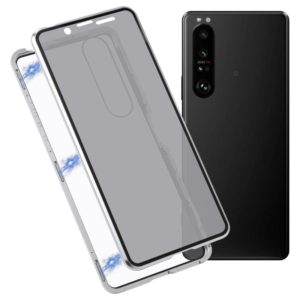 For Sony Xperia 1 III Anti-peeping Magnetic Double-sided Tempered Glass Phone Case(Silver) (OEM)