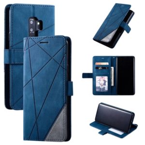 For Samsung Galaxy S9 Plus Skin Feel Splicing Horizontal Flip Leather Case with Holder & Card Slots & Wallet & Photo Frame(Blue) (OEM)