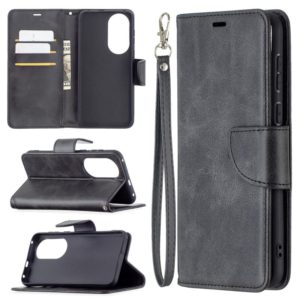 For Huawei P50 Retro Lambskin Texture Pure Color Horizontal Flip PU Leather Case with Holder & Card Slots & Wallet & Lanyard(Black) (OEM)