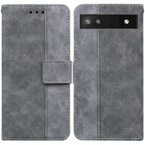 For Google Pixel 6a Geometric Embossed Leather Phone Case(Grey) (OEM)