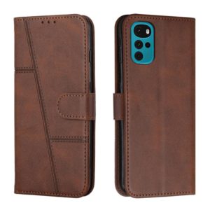 For Motorola Moto G22 Stitching Calf Texture Buckle Leather Phone Case(Brown) (OEM)