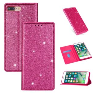 For iPhone 8 Plus / 7 Plus Ultrathin Glitter Magnetic Horizontal Flip Leather Case with Holder & Card Slots(Rose Red) (OEM)