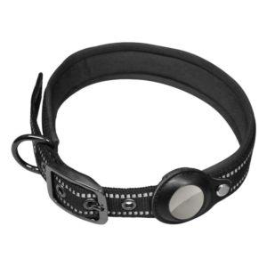 Rust-Proof Thick Belt Buckle Dog Tracking Positioning Neck Ring For AirTag, Size: S(Black) (null) (OEM)