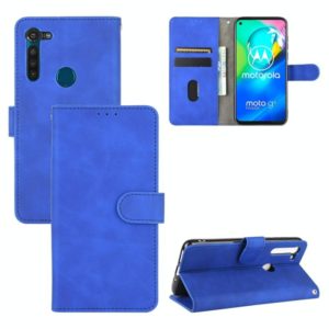 For Motorola Moto G8 Power(EU Version) Solid Color Skin Feel Magnetic Buckle Horizontal Flip Calf Texture PU Leather Case with Holder & Card Slots & Wallet(Blue) (OEM)