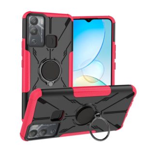 For Infinix Hot 12i Armor Bear Shockproof PC + TPU Phone Case with Ring(Rose Red) (OEM)