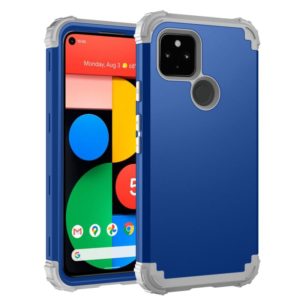 For Google Pixel 5 3 in 1 Shockproof PC + Silicone Protective Case(Navy Blue + Grey) (OEM)