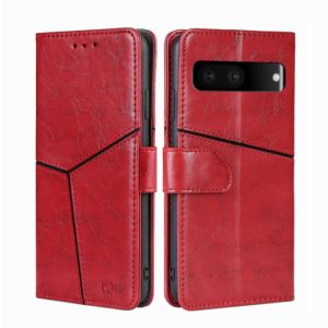For Google Pixel 7 5G Geometric Stitching Horizontal Flip TPU + PU Leather Phone Case(Red) (OEM)