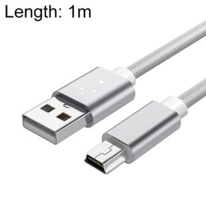 5 PCS Mini USB to USB A Woven Data / Charge Cable for MP3, Camera, Car DVR, Length:1m(Silver) (OEM)