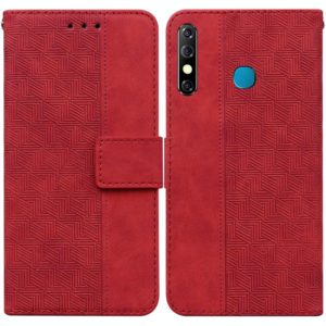 For Tecno Camon 12 / Spark 4 Geometric Embossed Leather Phone Case(Red) (OEM)