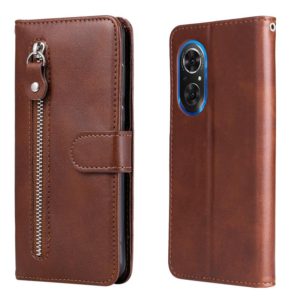 For Honor 50 SE / Huawei Nova 9 SE Fashion Calf Texture Zipper Horizontal Flip Leather Case(Brown) (OEM)