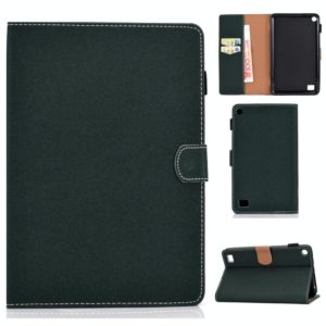 For Kindle Fire 7(2015/2017/2019) Solid Color Tablet PC Universal Magnetic Horizontal Flip Leather Case with Card Slots & Holder(Green) (OEM)