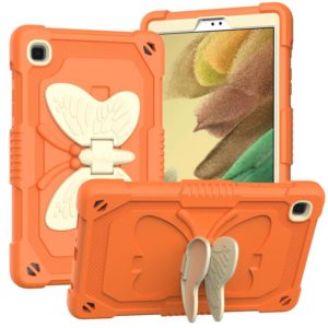 Beige PC + Silicone Anti-drop Protective Case with Butterfly Shape Holder & Pen Slot For Samsung Galaxy Tab A7 Lite 8.7 SM-T220 / SM-T225(Beige + Kumquat) (OEM)