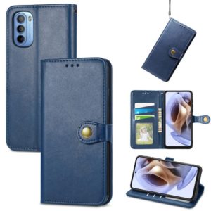 For Motorola Moto G31 Solid Color Leather Buckle Phone Case(Blue) (OEM)