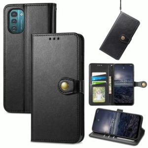 For Nokia G21 Retro Solid Color Buckle Leather Phone Case(Black) (OEM)