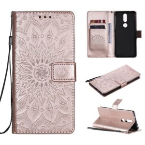 For Nokia 2.4 Sun Embossing Pattern Horizontal Flip Leather Case with Card Slot & Holder & Wallet & Lanyard(Rose Gold) (OEM)