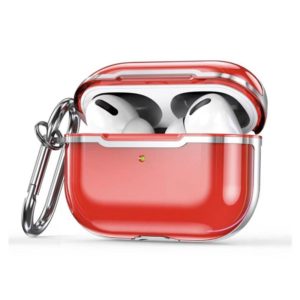 DDEHY668 Electroplated Transparent Silicone + PC Protective Cover For AirPods Pro(Transparent Red + Silver) (OEM)