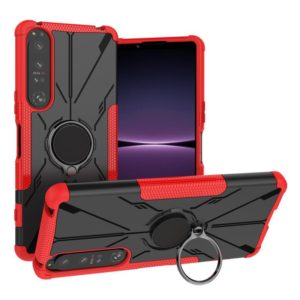 For Sony Xperia 1 IV Armor Bear Shockproof PC + TPU Phone Case with Ring(Red) (OEM)