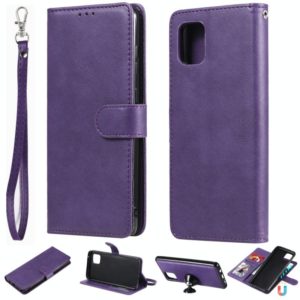 For Samsung Galaxy A81 / Note 10 Lite 2 in 1 Solid Color Detachable PU Leather Case with Card Slots & Magnetic Holder & Photo Frame & Wallet & Strap(Purple) (OEM)