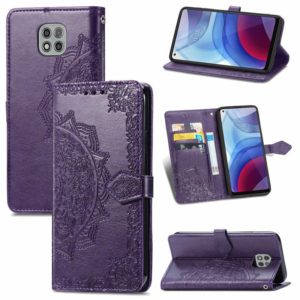 For Motorola Moto G Power 2021 Mandala Flower Embossed Horizontal Flip Leather Case with Holder & Three Card Slots & Wallet & Lanyard(Purple) (OEM)