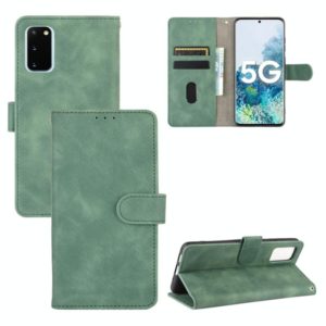 For Samsung Galaxy S20 5G Solid Color Skin Feel Magnetic Buckle Horizontal Flip Calf Texture PU Leather Case with Holder & Card Slots & Wallet(Green) (OEM)