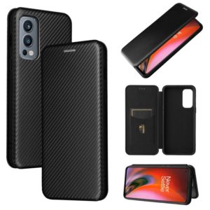 For OnePlus Nord 2 5G Carbon Fiber Texture Horizontal Flip TPU + PC + PU Leather Case with Card Slot(Black) (OEM)