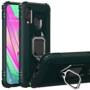 For Motorola E (2020) Carbon Fiber Protective Case with 360 Degree Rotating Ring Holder(Green) (OEM)