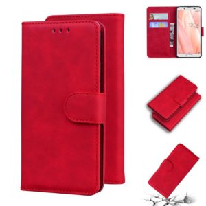 For Sharp Aquos Sense 3 / Sense3 Lite / Sense3 Basic & SHV45 Skin Feel Pure Color Leather Phone Case(Red) (OEM)