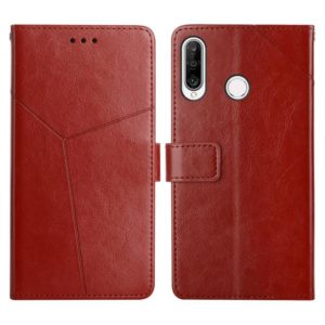 For Huawei P30 Lite Y Stitching Horizontal Flip Leather Phone Case with Holder & Card Slots & Wallet & Photo Frame(Brown) (OEM)