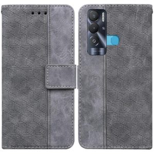 For Tecno Pova Neo LE6 Geometric Embossed Leather Phone Case(Grey) (OEM)