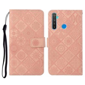 For OPPO Realme 5 Ethnic Style Embossed Pattern Horizontal Flip Leather Case with Holder & Card Slots & Wallet & Lanyard(Pink) (OEM)