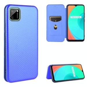 For OPPO Realme C11 Carbon Fiber Texture Horizontal Flip TPU + PC + PU Leather Case with Card Slot(Blue) (OEM)