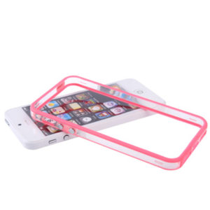 Διαφανές πλαστική θήκη πλαίσιου με κουμπιά για iPhone 5 (Ροζ κόκκινο) (OEM)