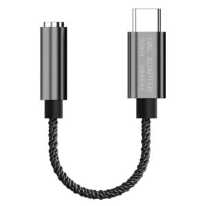 TA12-R2 USB-C / Type-C Male to 3.5mm Audio Female 8-strand Single Crystal Copper Braid Earphone Adapter(Grey) (OEM)