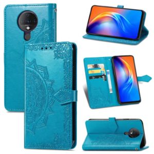For TECNO SPARK 6 Mandala Flower Embossed Horizontal Flip Leather Case with Bracket / Card Slot / Wallet / Lanyard(Blue) (OEM)
