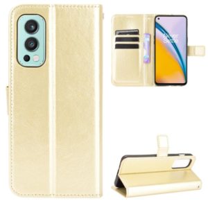 For OnePlus Nord 2 5G Crazy Horse Texture Horizontal Flip Leather Case with Holder & Card Slots & Lanyard(Gold) (OEM)