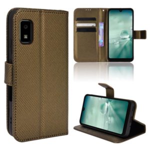 For Sharp Aquos Wish Diamond Texture Leather Phone Case(Brown) (OEM)
