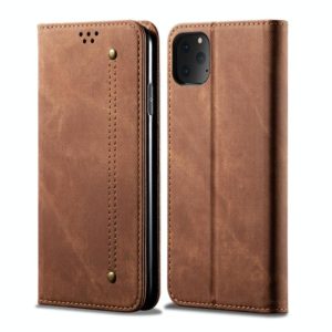 For iPhone 11 Pro Max Denim Texture Casual Style Horizontal Flip Leather Case with Holder & Card Slots & Wallet(Brown) (OEM)