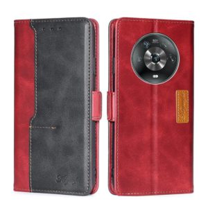 For Honor Magic4 Contrast Color Side Buckle Leather Phone Case(Red + Black) (OEM)