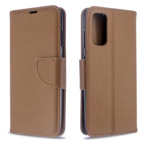 For Galaxy S20 Litchi Texture Pure Color Horizontal Flip PU Leather Case with Holder & Card Slots & Wallet & Lanyard(Brown) (OEM)