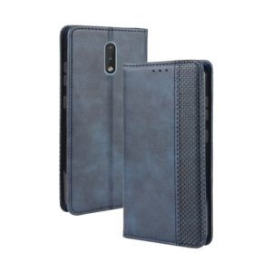 For Nokia 2.3 Magnetic Buckle Retro Crazy Horse Texture Horizontal Flip Leather Case with Holder & Card Slots & Photo Frame(Blue) (OEM)