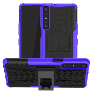 For LG Stylo 7 4G Tire Texture Shockproof TPU+PC Protective Case with Holder(Purple) (OEM)
