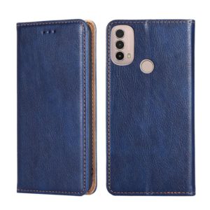 For Motorola Moto E40 Gloss Oil Solid Color Magnetic Leather Phone Case(Blue) (OEM)