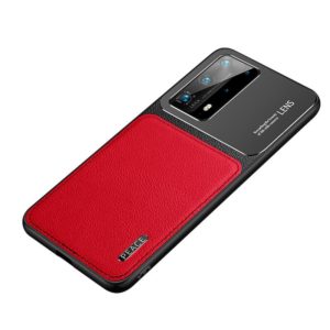 For Huawei P40 Frosted Metal + Leather Texture Protective Case (Red) (OEM)