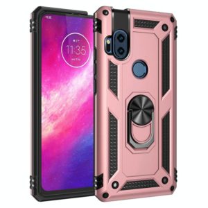 For Motorola One Hyper Shockproof TPU + PC Protective Case with 360 Degree Rotating Holder(Rose Gold) (OEM)